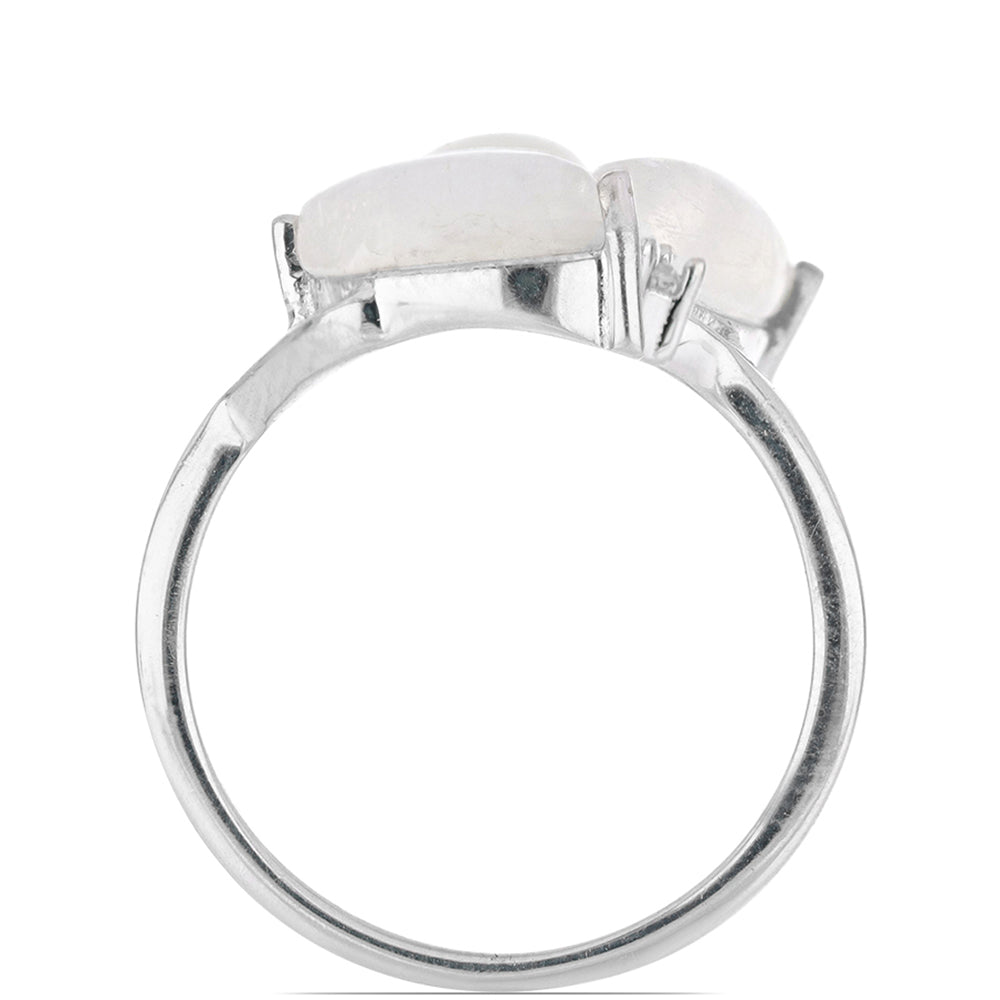 Silberring mit Regenbogenmondstein und weißem Topas 3 