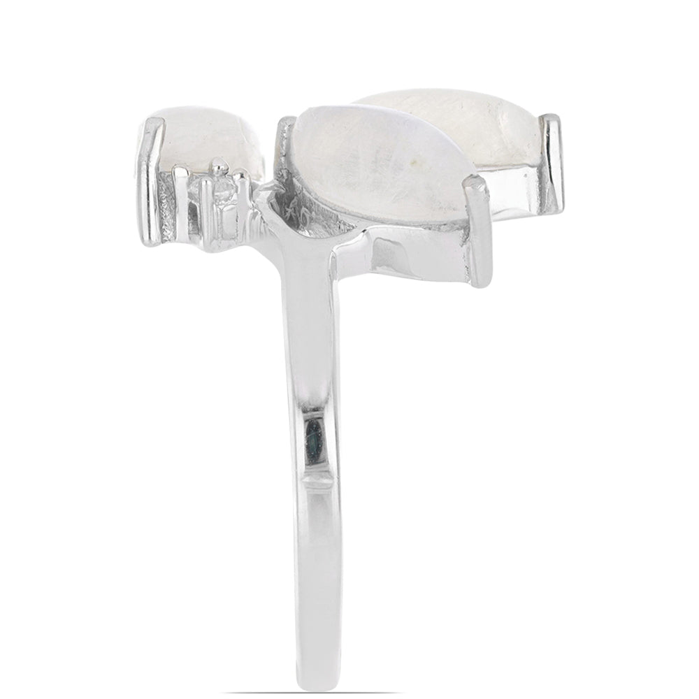 Silberring mit Regenbogenmondstein und weißem Topas 4 