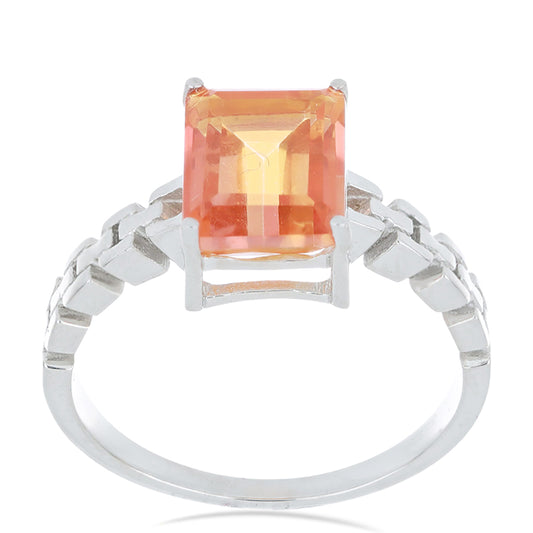 Silberring mit Padparadscha Quarz