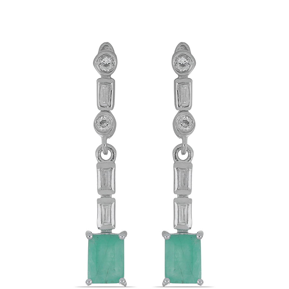 Silberohrringe mit brasilianischem Smaragd und weißem Topas 1 