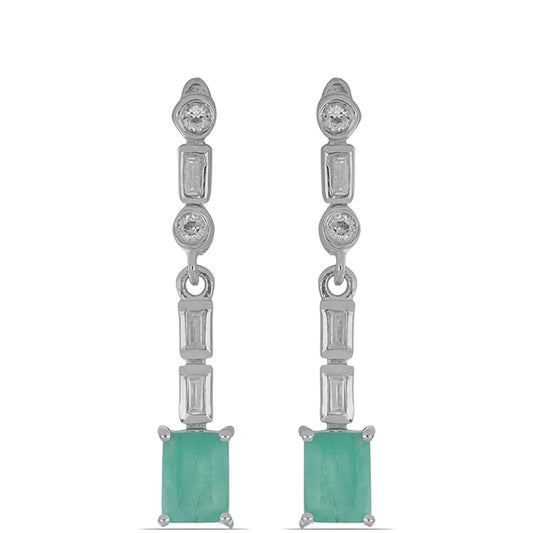 Silberohrringe mit brasilianischem Smaragd und weißem Topas