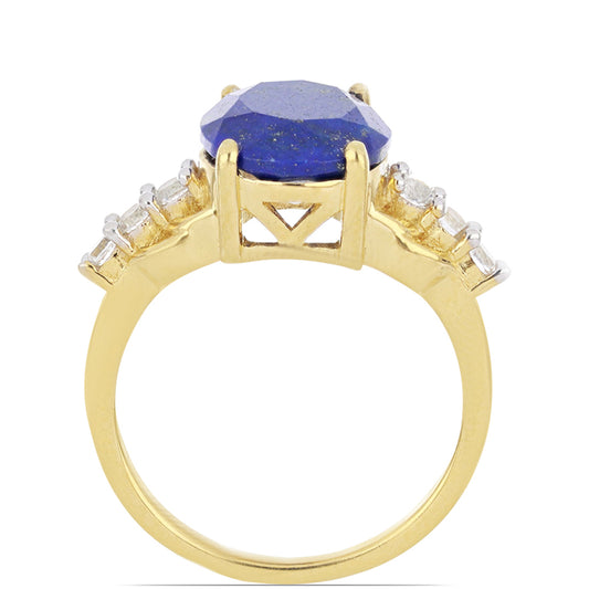 Goldplattierter Silberring mit Lapislazuli aus Badakhshan und weißem Topas