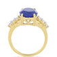 Goldplattierter Silberring mit Lapislazuli aus Badakhshan und weißem Topas