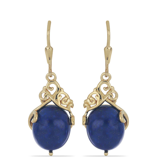 Goldplattierte Silberohrringe mit Lapislazuli aus Badakhshan