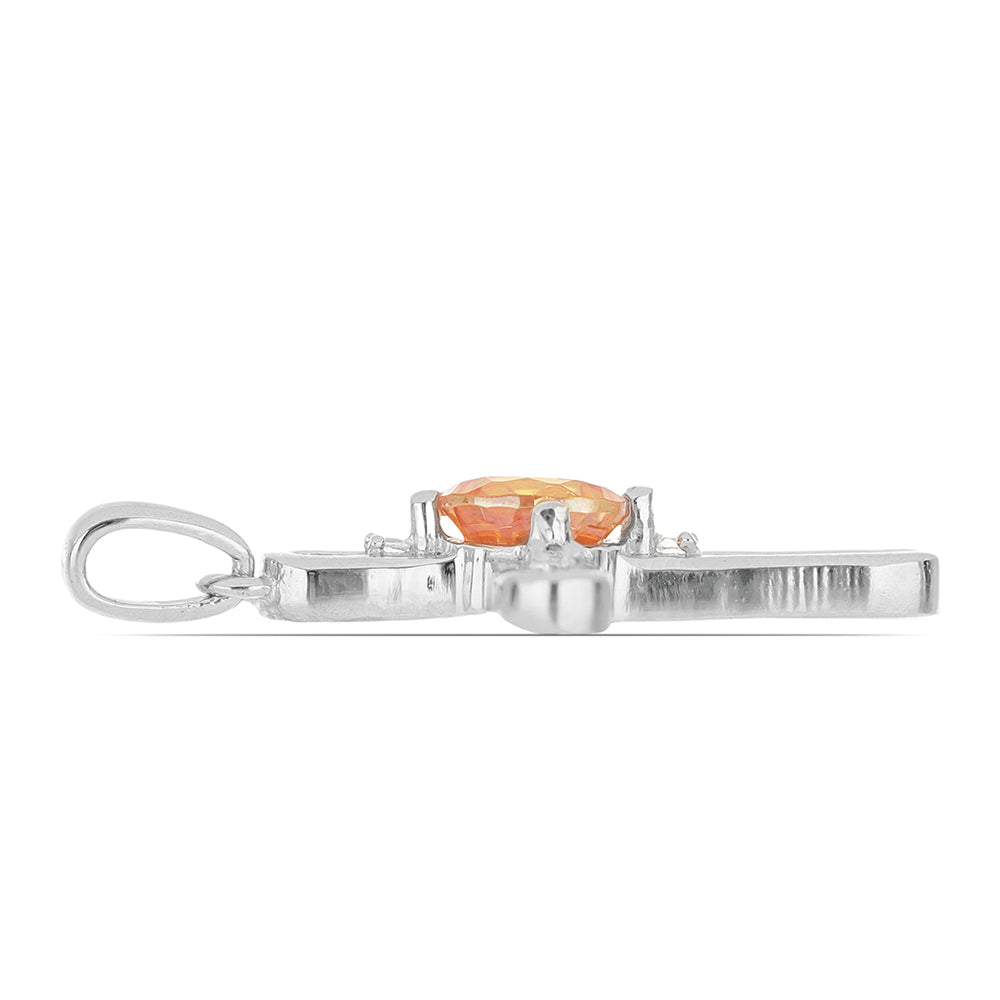 Silberanhänger mit Padparadscha Quarz und weißem Topas 2 