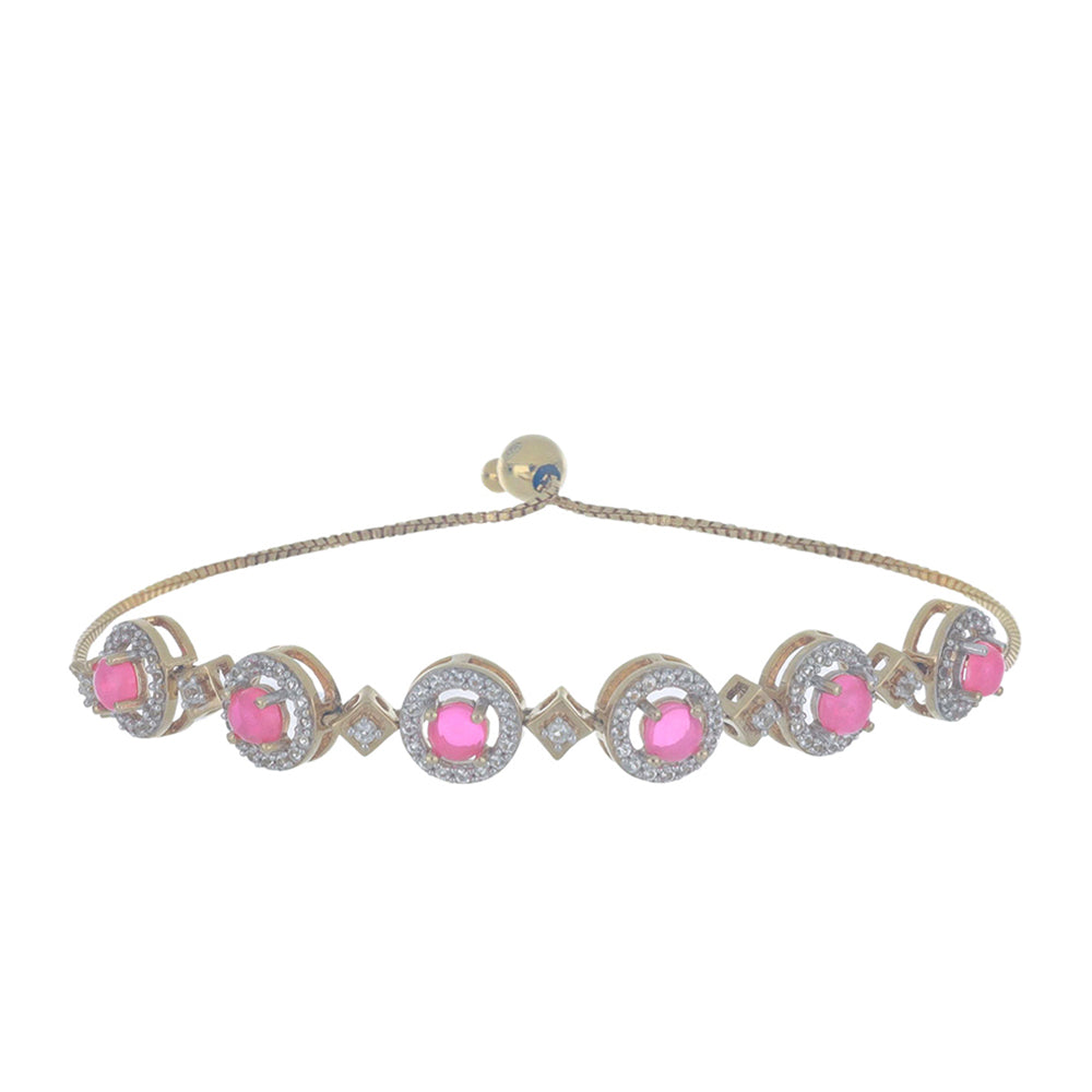 Goldplattiertes Silberarmband mit rosa Opal aus Lega Dembi und weißem Topas