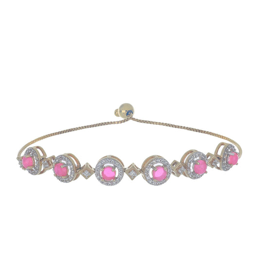 Goldplattiertes Silberarmband mit rosa Opal aus Lega Dembi und weißem Topas