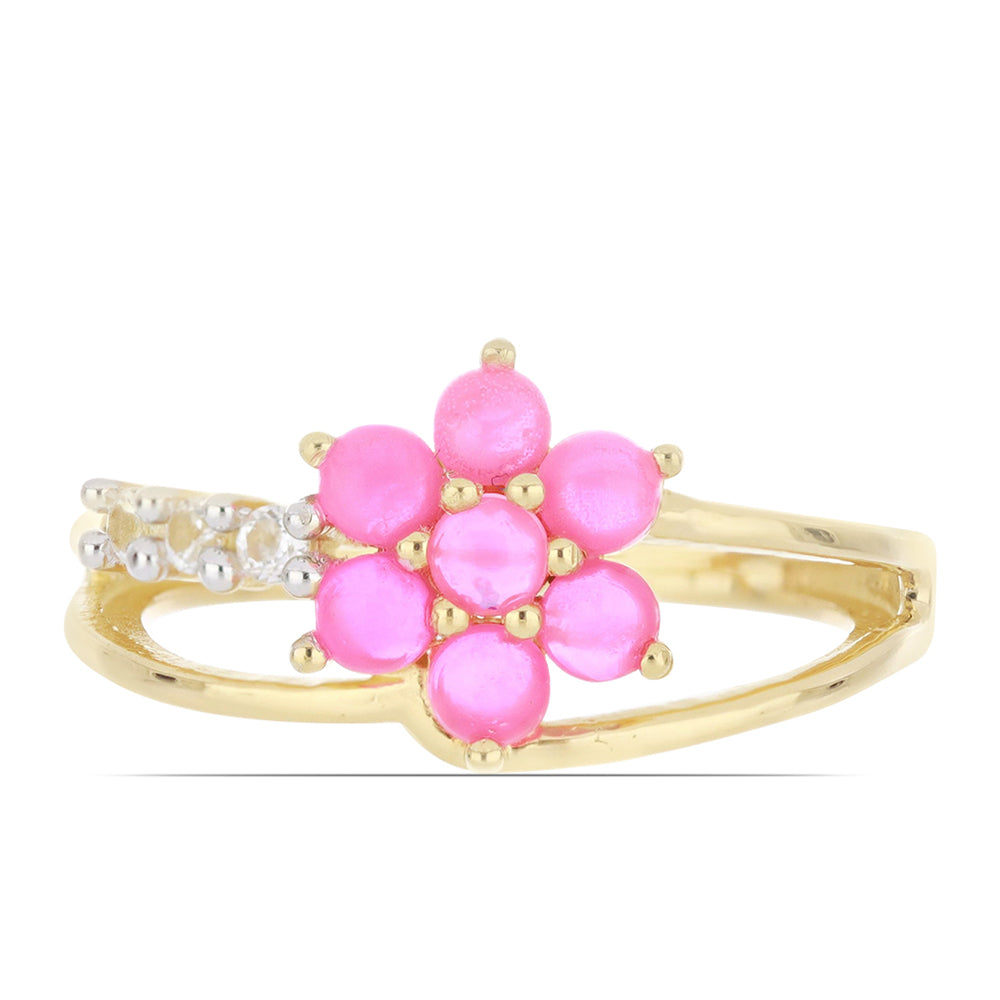 Goldplattierter Silberring mit rosa Opal aus Lega Dembi und weißem Topas 1 