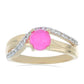 Goldplattierter Silberring mit rosa Opal aus Lega Dembi und weißem Topas