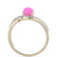 Goldplattierter Silberring mit rosa Opal aus Lega Dembi und weißem Topas