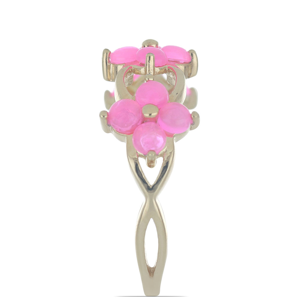 Goldplattierter Silberring mit rosa Opal aus Lega Dembi 2 