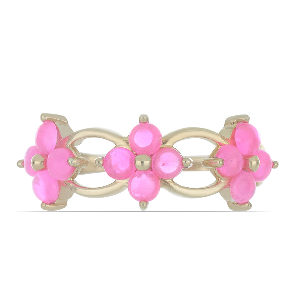 Goldplattierter Silberring mit rosa Opal aus Lega Dembi 3 