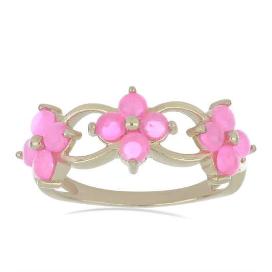 Goldplattierter Silberring mit rosa Opal aus Lega Dembi