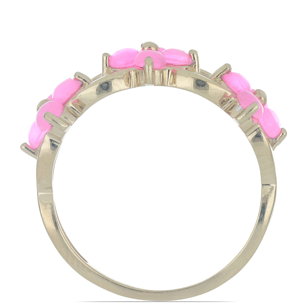 Goldplattierter Silberring mit rosa Opal aus Lega Dembi 4 