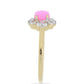 Goldplattierter Silberring mit rosa Opal aus Lega Dembi und weißem Topas