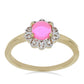 Goldplattierter Silberring mit rosa Opal aus Lega Dembi und weißem Topas