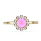 Goldplattierter Silberring mit rosa Opal aus Lega Dembi und weißem Topas