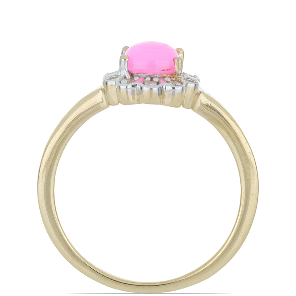 Goldplattierter Silberring mit rosa Opal aus Lega Dembi und weißem Topas 4 