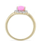 Goldplattierter Silberring mit rosa Opal aus Lega Dembi und weißem Topas