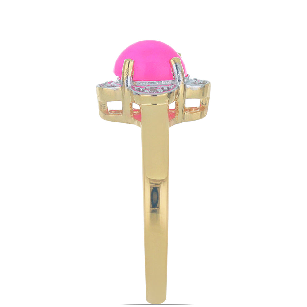 Goldplattierter Silberring mit rosa Opal aus Lega Dembi und weißem Topas 2 