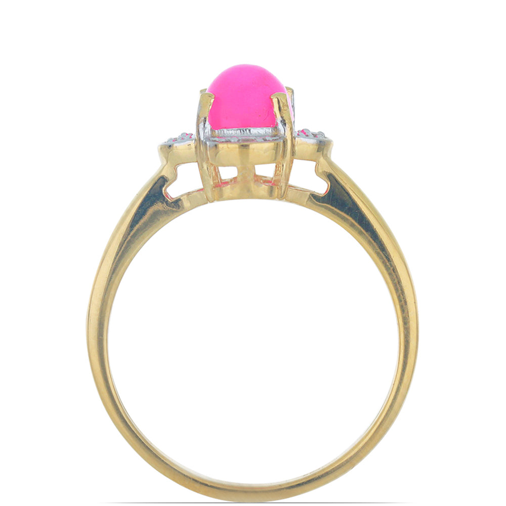 Goldplattierter Silberring mit rosa Opal aus Lega Dembi und weißem Topas
