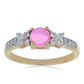 Goldplattierter Silberring mit rosa Opal aus Lega Dembi und weißem Topas