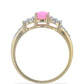 Goldplattierter Silberring mit rosa Opal aus Lega Dembi und weißem Topas