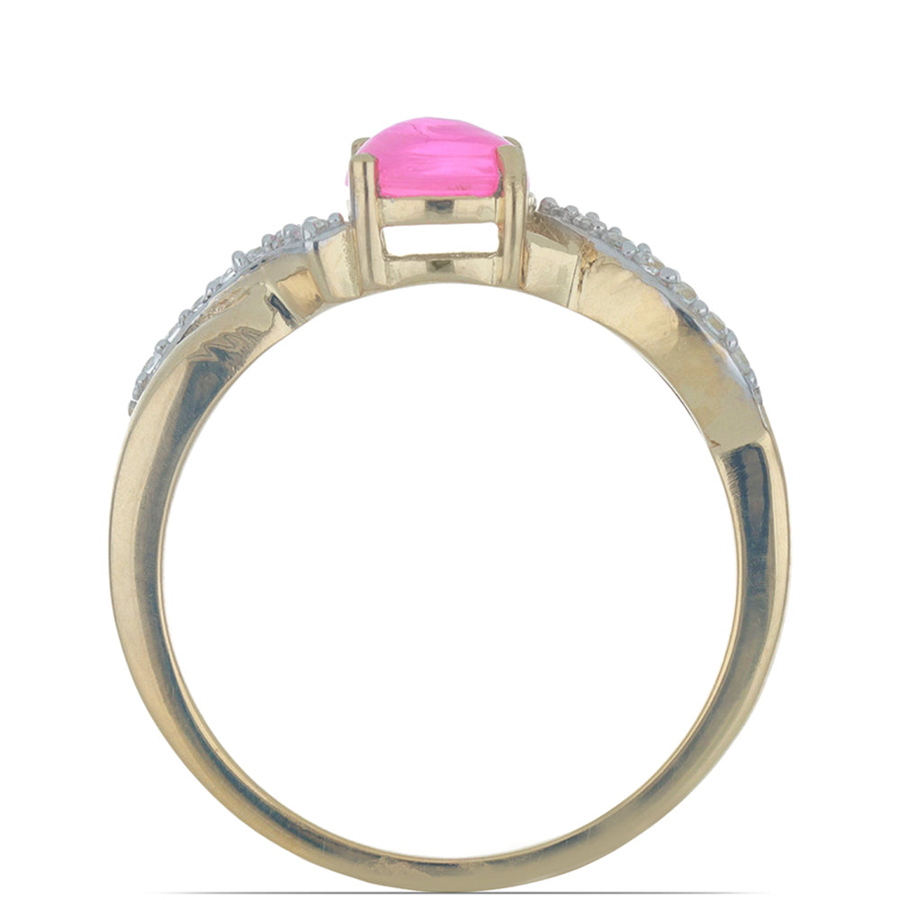 Goldplattierter Silberring mit rosa Opal aus Lega Dembi und weißem Topas 4 