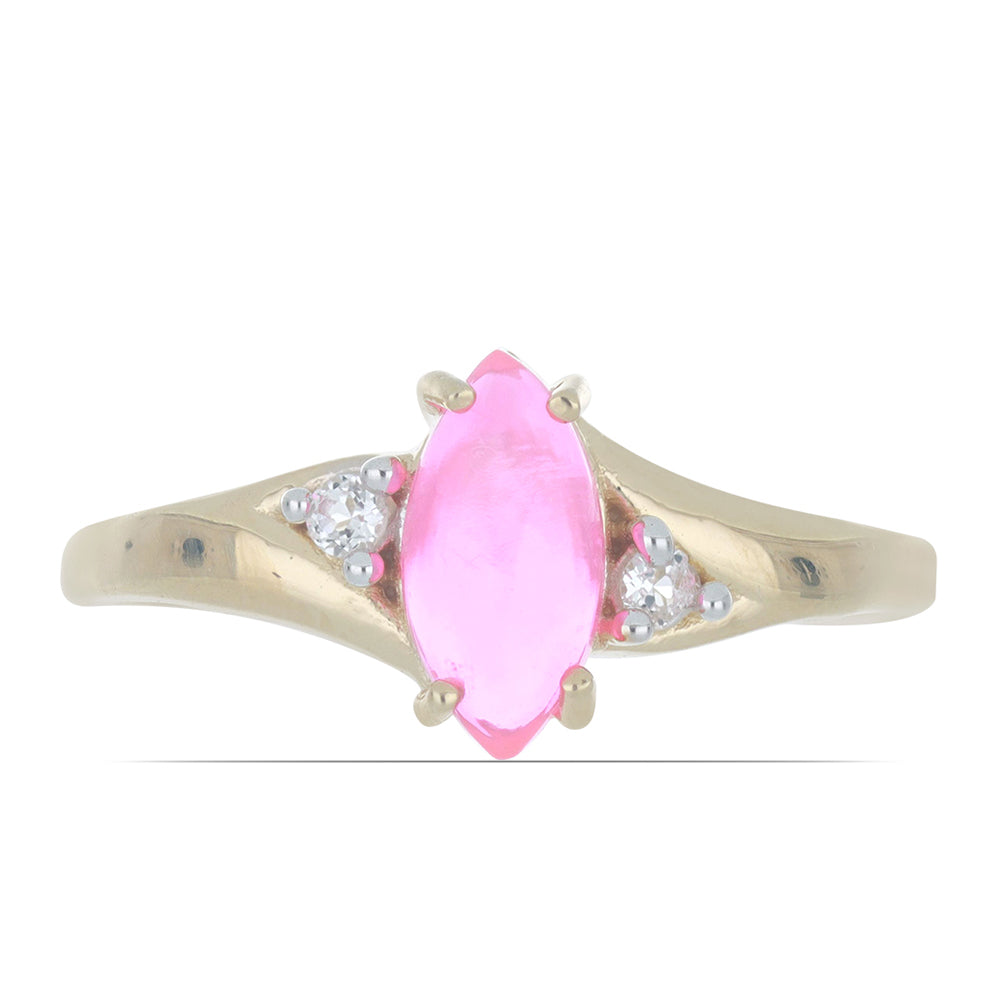 Goldplattierter Silberring mit rosa Opal aus Lega Dembi und weißem Topas 2 