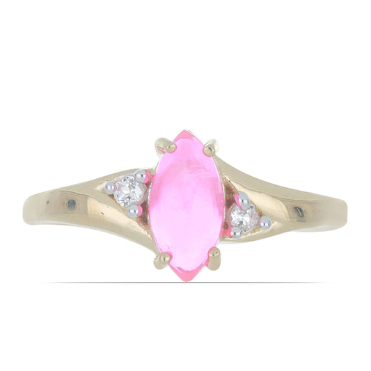 Goldplattierter Silberring mit rosa Opal aus Lega Dembi und weißem Topas