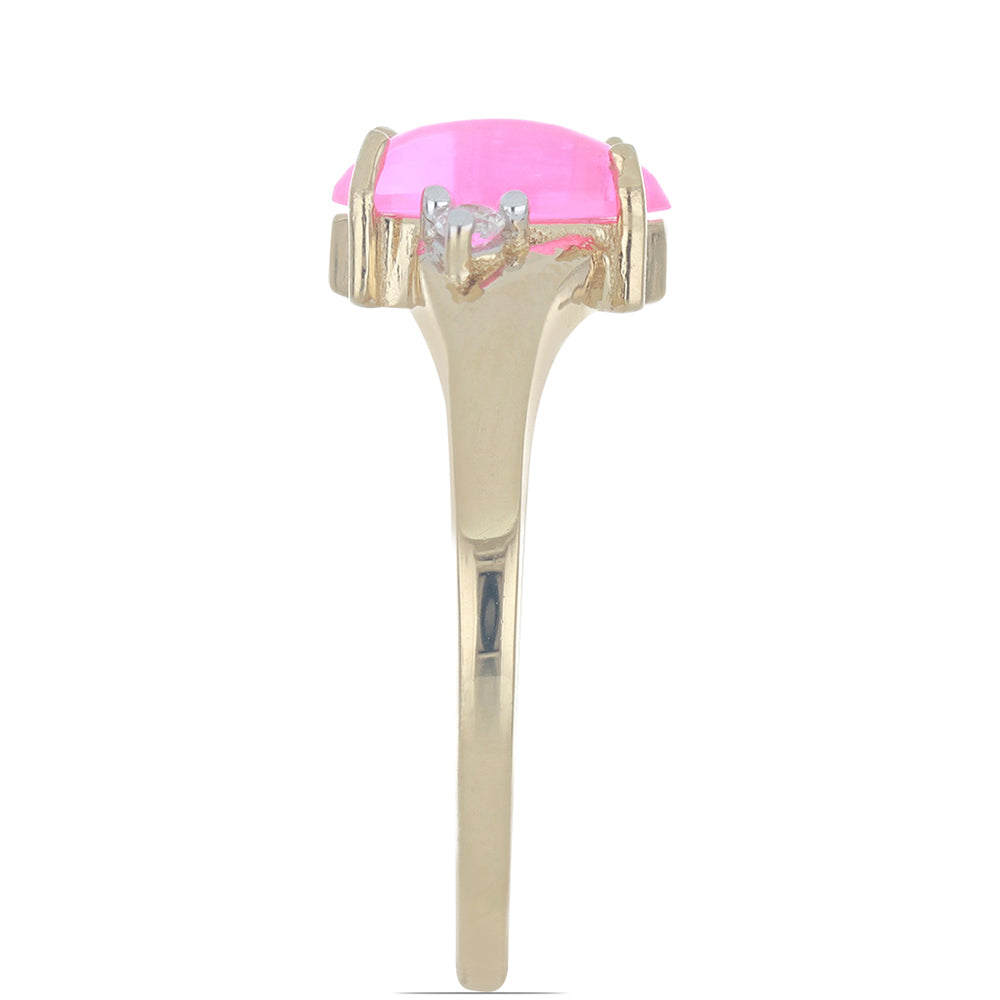 Goldplattierter Silberring mit rosa Opal aus Lega Dembi und weißem Topas 4 