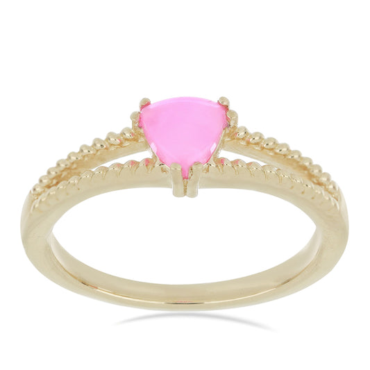 Goldplattierter Silberring mit rosa Opal aus Lega Dembi