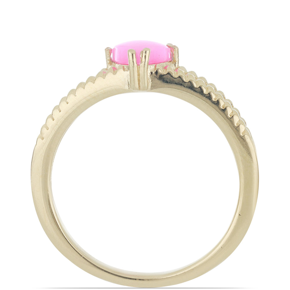 Goldplattierter Silberring mit rosa Opal aus Lega Dembi