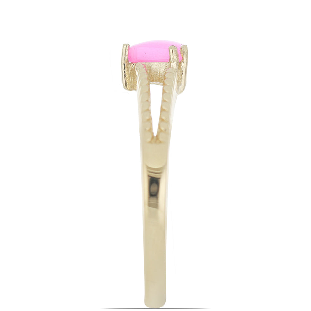 Goldplattierter Silberring mit rosa Opal aus Lega Dembi 3 