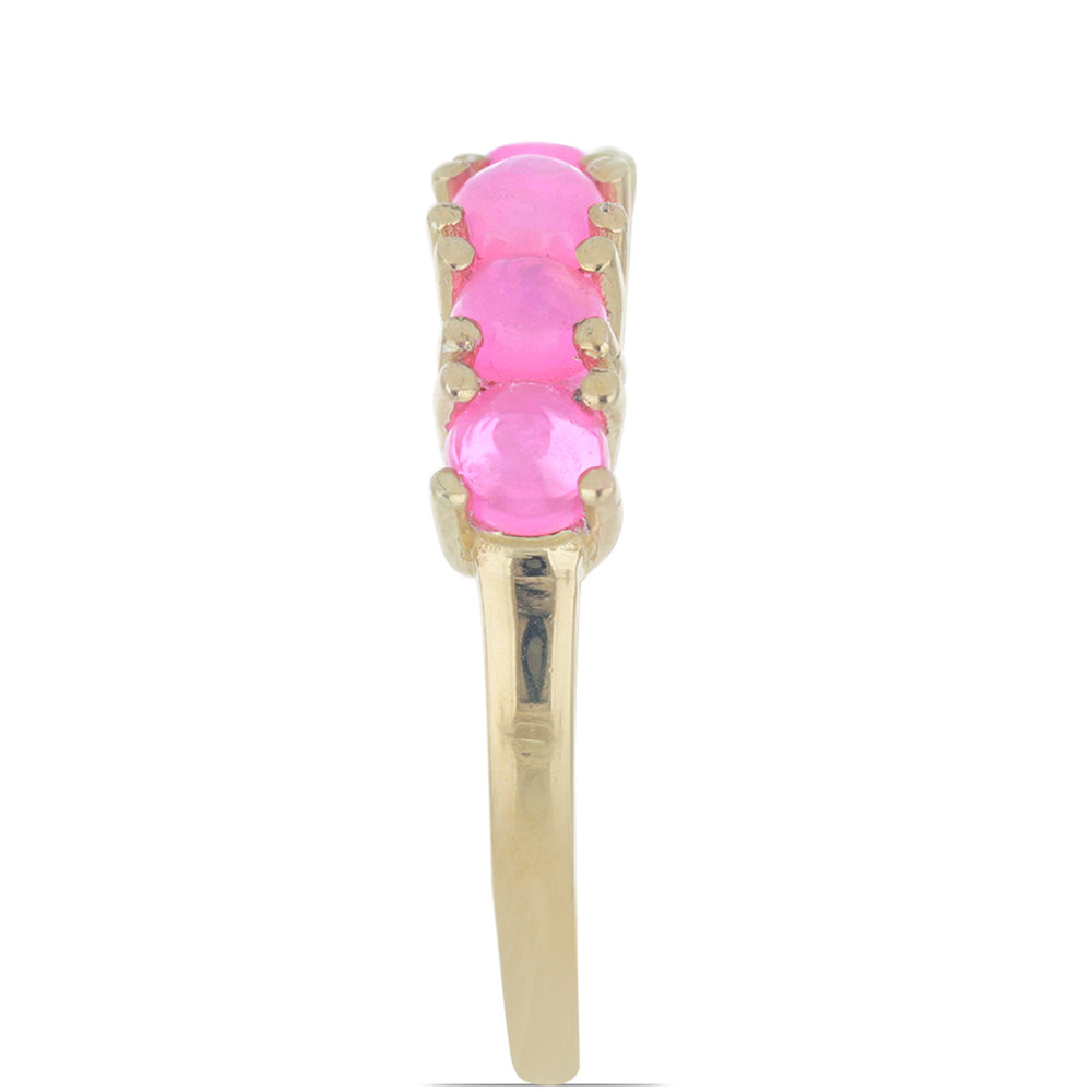 Goldplattierter Silberring mit rosa Opal aus Lega Dembi 2 