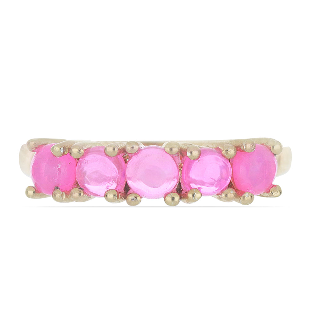 Goldplattierter Silberring mit rosa Opal aus Lega Dembi 3 