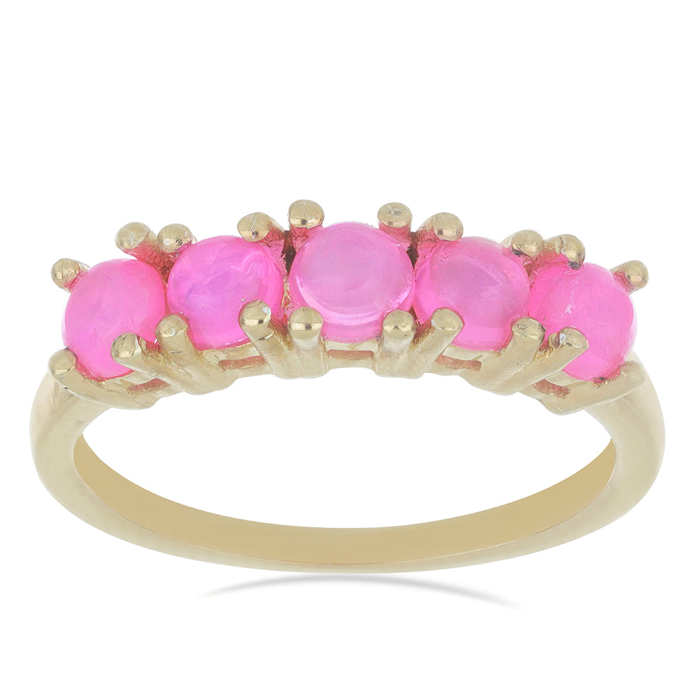 Goldplattierter Silberring mit rosa Opal aus Lega Dembi 1 