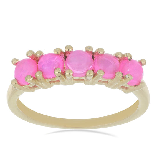 Goldplattierter Silberring mit rosa Opal aus Lega Dembi