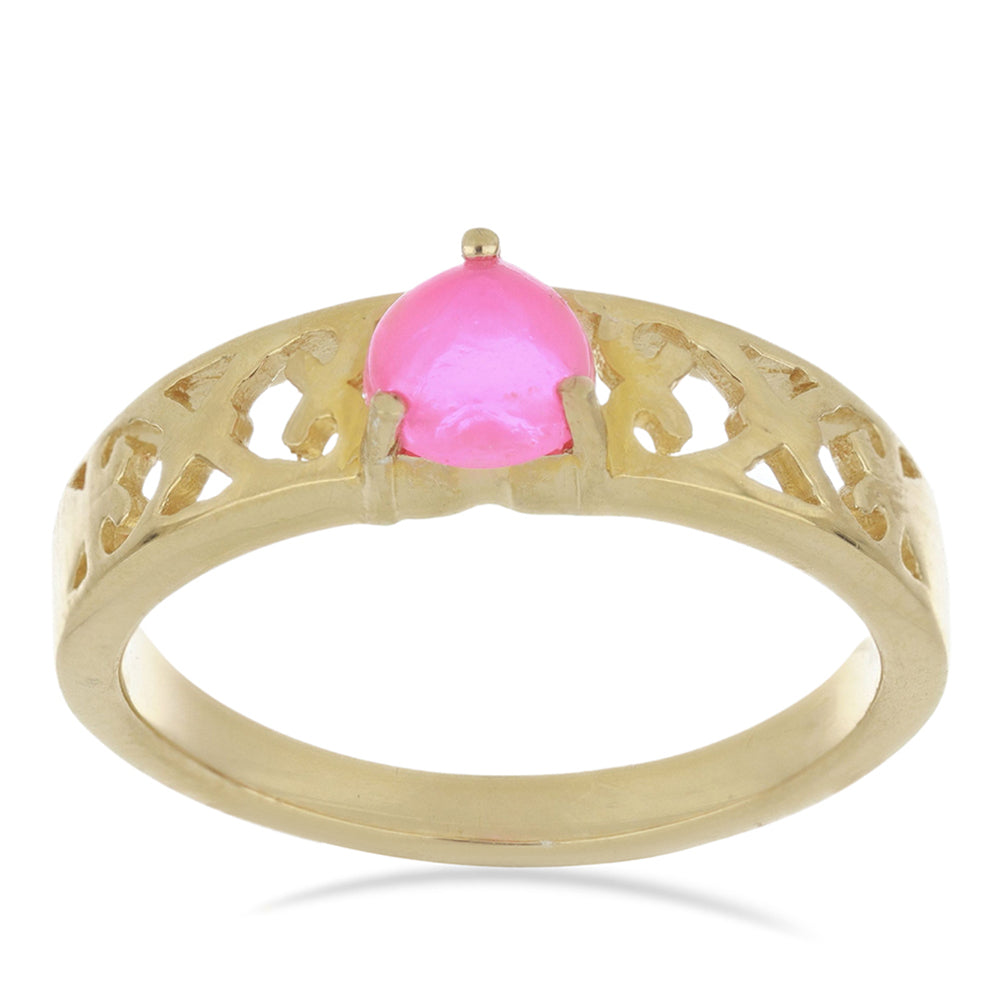 Goldplattierter Silberring mit rosa Opal aus Lega Dembi
