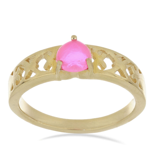 Goldplattierter Silberring mit rosa Opal aus Lega Dembi