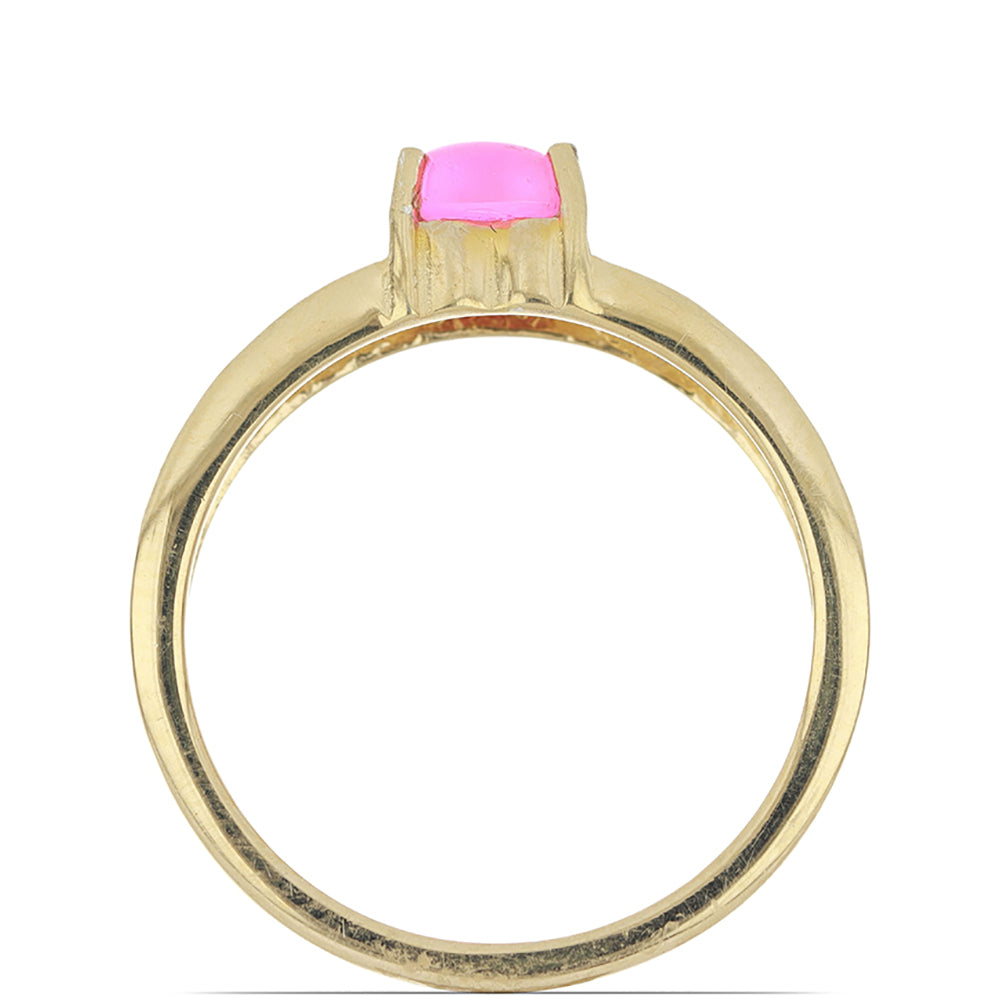 Goldplattierter Silberring mit rosa Opal aus Lega Dembi