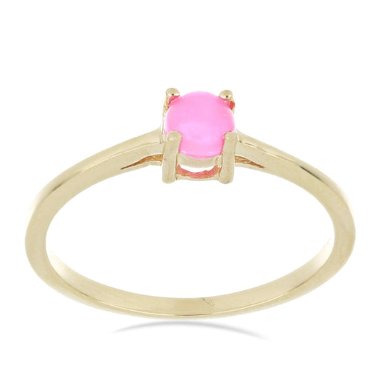 Goldplattierter Silberring mit rosa Opal aus Lega Dembi