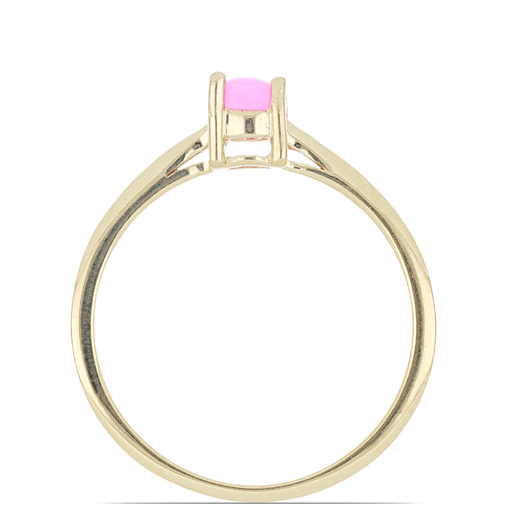 Goldplattierter Silberring mit rosa Opal aus Lega Dembi