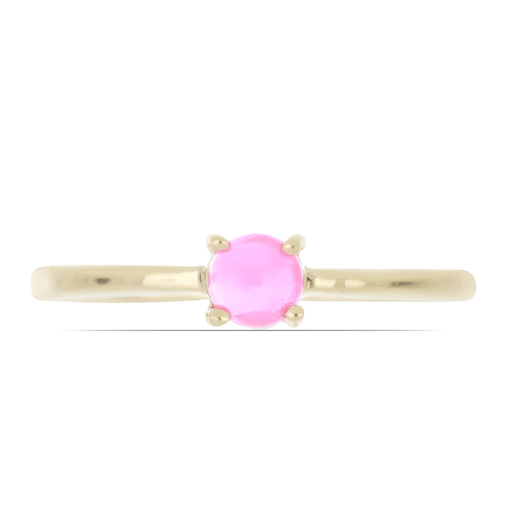 Goldplattierter Silberring mit rosa Opal aus Lega Dembi