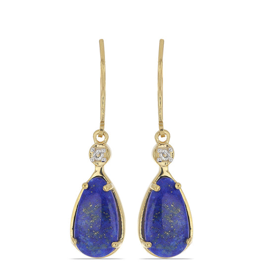 Goldplattierte Silberohrringe mit Lapislazuli aus Badakhshan und weißem Topas