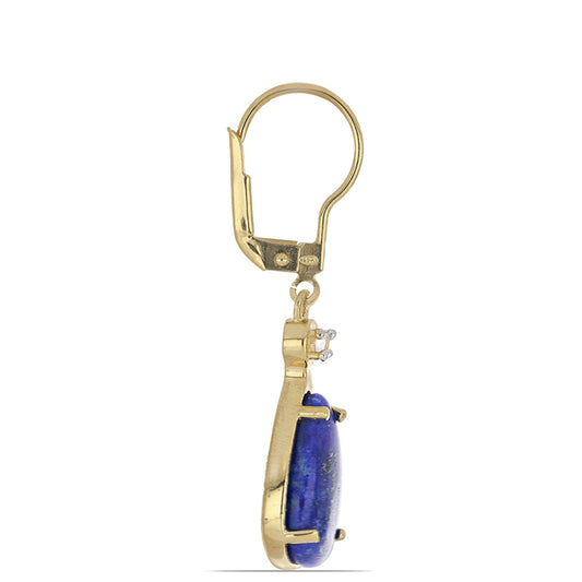 Goldplattierte Silberohrringe mit Lapislazuli aus Badakhshan und weißem Topas