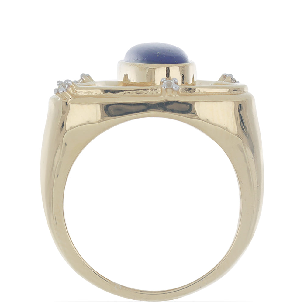 Goldplattierter Silberring mit Lapislazuli aus Badakhshan und weißem Topas