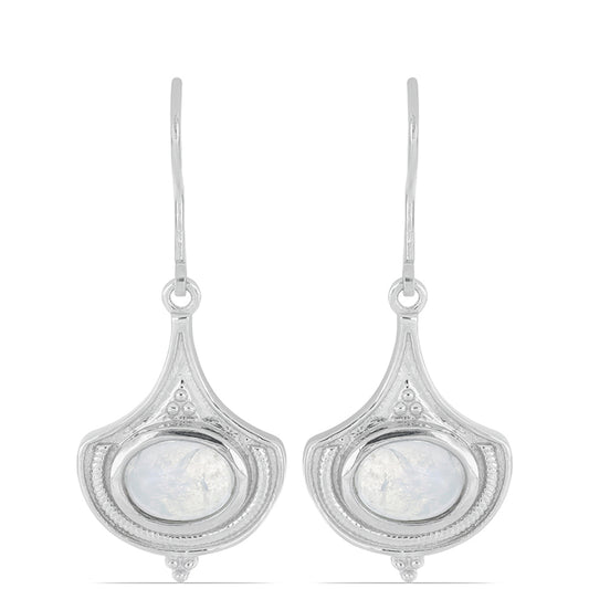 Silberohrringe mit Regenbogenmondstein