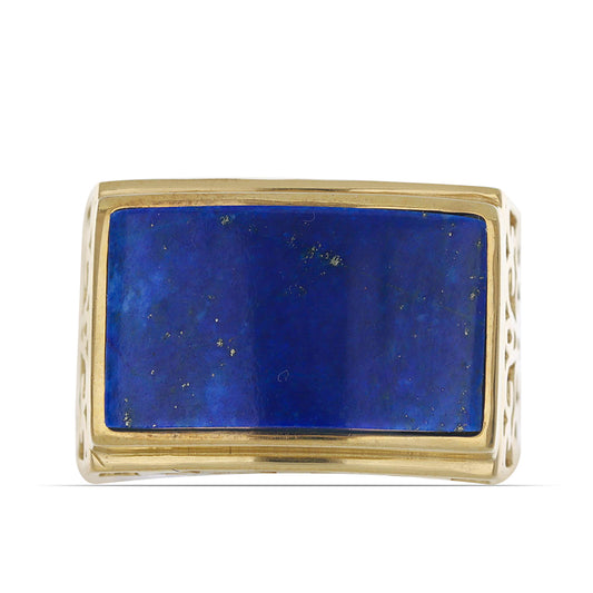 Goldplattierter Silberring mit Lapislazuli aus Badakhshan