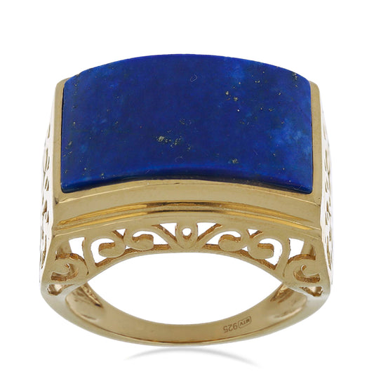 Goldplattierter Silberring mit Lapislazuli aus Badakhshan